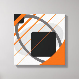Modern Orange Grey Black Off White Wrapped Canvas
