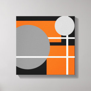 Modern Orange Grey Black White - Wrapped Canvas