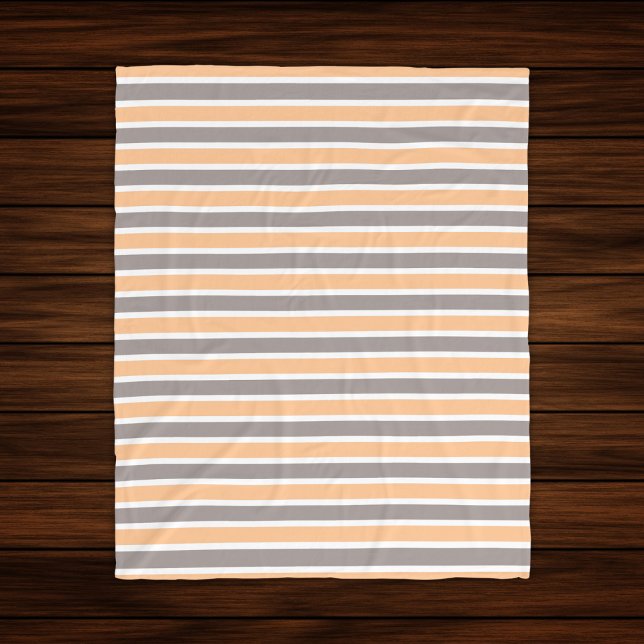 Modern Orange Grey Stripe Pattern  Fleece Blanket (Creator Uploaded)