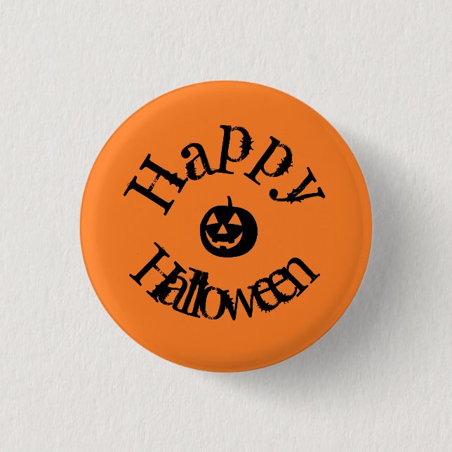 Modern Orange Happy Halloween Pumpkin 3 Cm Round Badge (Front)