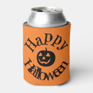 Modern Orange Happy Halloween Pumpkin Can Cooler