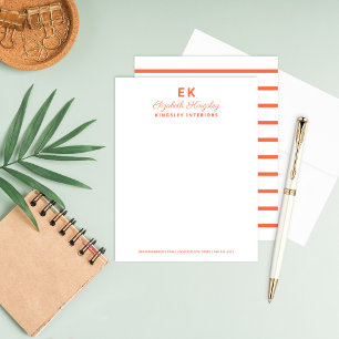 Modern Orange Initials Monogram Business Card