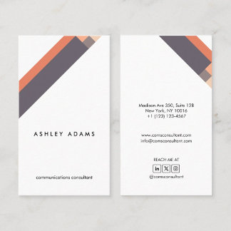 modern orange lila minimalist geometric pattern business card