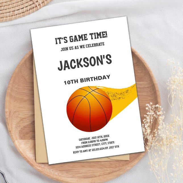Modern Orange Line Sports Design Invitation (Basketball Invitation orange line)