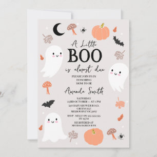 Modern Orange Little Boo Almost Due Baby Shower  Invitation