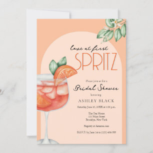 Modern Orange Love at First Spritz Bridal Shower Invitation