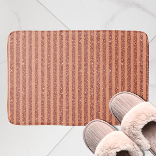 Modern Orange Mango Glitter Style Vertical Stripes Bath Mat