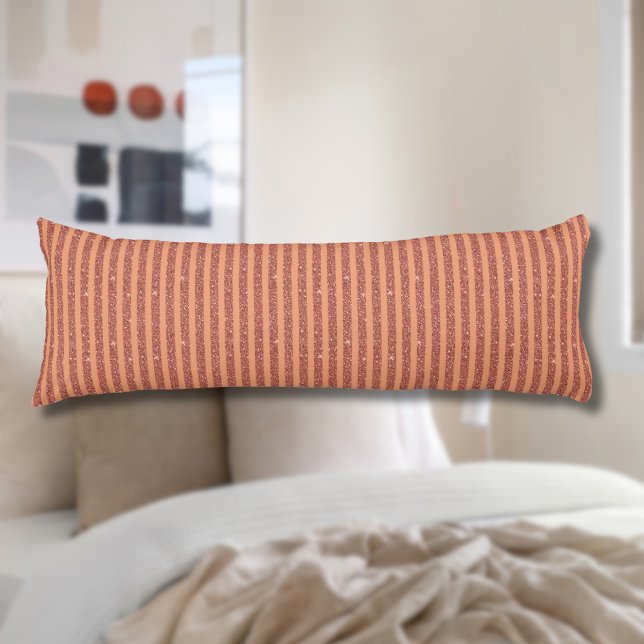 Modern Orange Mango Glitter Style Vertical Stripes Body Cushion (Creator Uploaded)