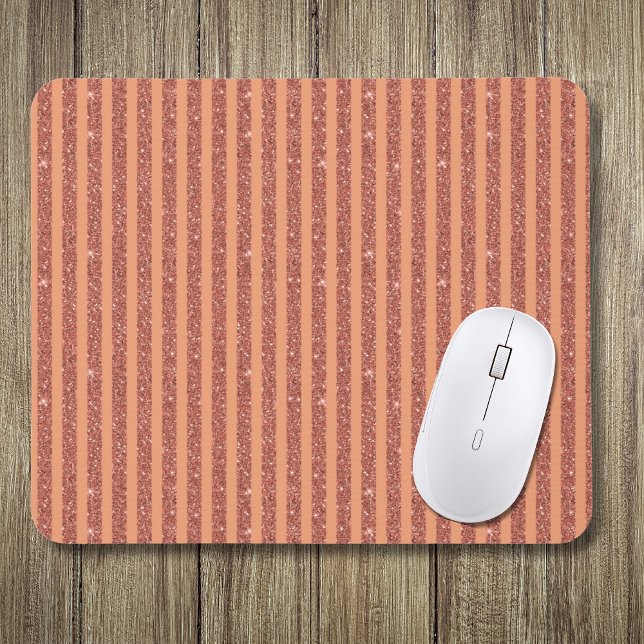 Modern Orange Mango Glitter Style Vertical Stripes Mouse Mat (Creator Uploaded)