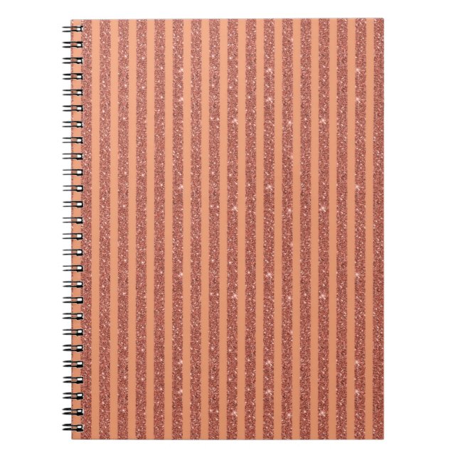 Modern Orange Mango Glitter Style Vertical Stripes Notebook (Front)