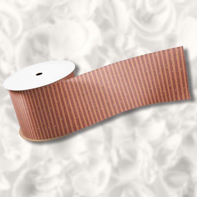 Modern Orange Mango Glitter Style Vertical Stripes Satin Ribbon (Creator Uploaded)