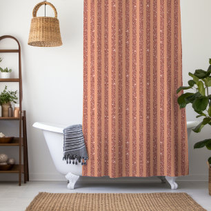 Modern Orange Mango Glitter Style Vertical Stripes Shower Curtain