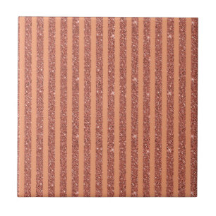 Modern Orange Mango Glitter Style Vertical Stripes Tile