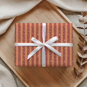 Modern Orange Mango Glitter Style Vertical Stripes Wrapping Paper