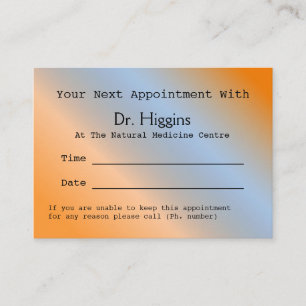 Modern Orange Medical Dental Appointment Card