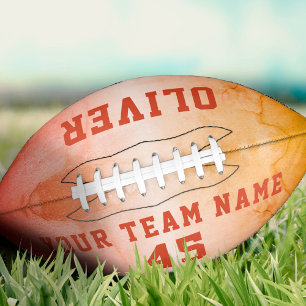 Modern Orange Metallic Player Team Name Number American Football