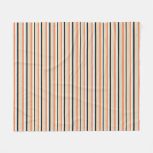 Modern Orange & Navy Vertical Stripe Patterned Fleece Blanket