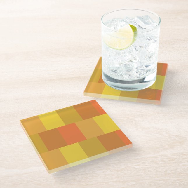 Modern Orange Palette Pattern Glass Coaster (Angled)