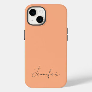 Modern Orange Pastel Chic Script Personalised Case-Mate iPhone 14 Case