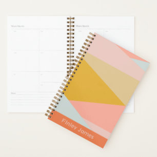 Modern Orange Pastel Stylish Personalised Name Planner