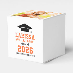 Modern Orange Photo Custom Graduation Party Favour Box