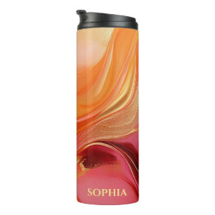 Modern Orange Pink and Gold- Thermal Tumbler