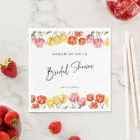 Modern Orange Pink Tulips Floral Bridal Shower