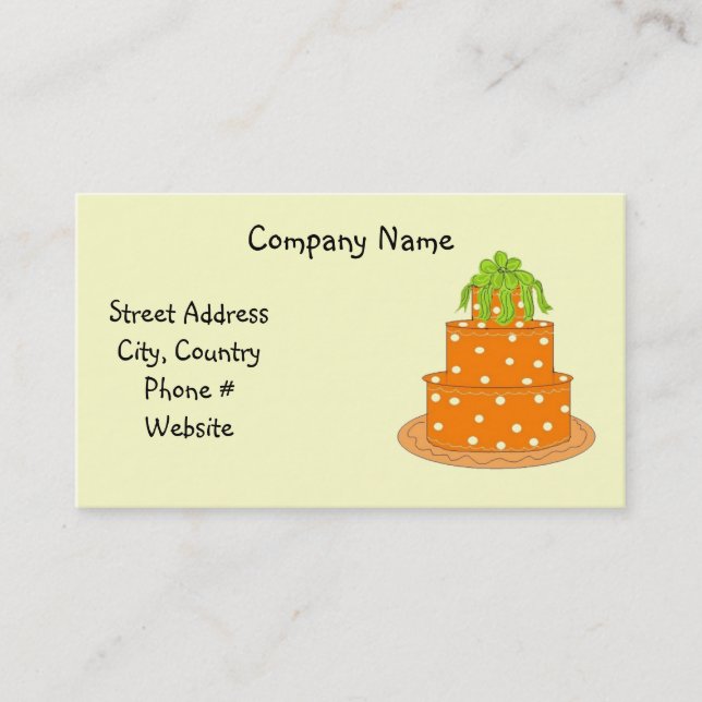 Modern Orange Polka Dot Cake Design Business Card (Front)