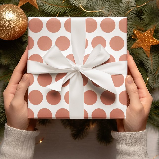 Modern Orange Polka Dots Christmas  Wrapping Paper (Creator Uploaded)