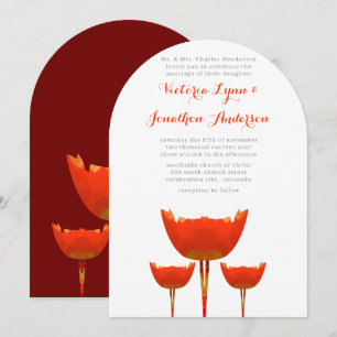 Modern Orange Poppies Wedding Invitation
