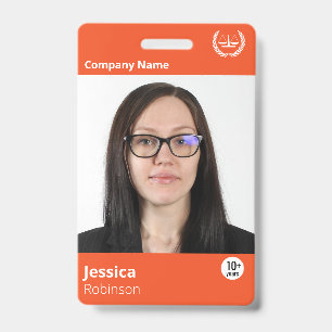 Modern Orange Professional Company ID Employee Badge