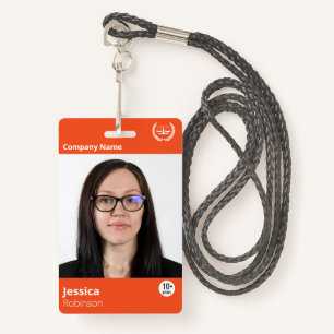 Modern Orange Professional Company ID Employee ID Badge