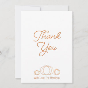 Modern Orange Pumpkin Baby Shower Thank You Card