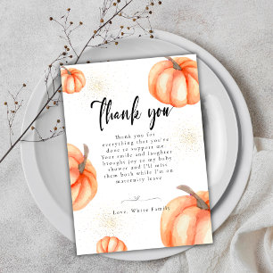 Modern Orange Pumpkin Baby Shower Thank You Cards