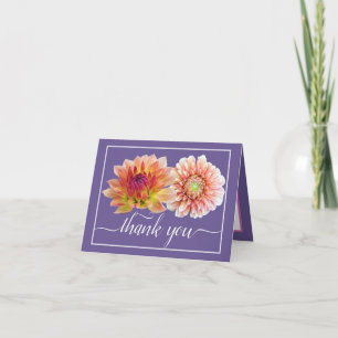 Modern Orange Red Dahlias Botanical Chic Thank You Card