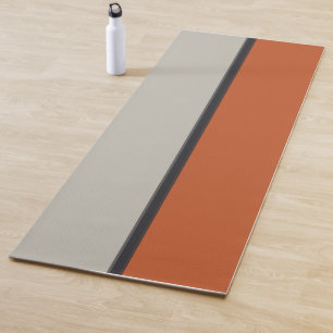 Modern Orange Red Navy Dark Grey Stripe Pattern Yoga Mat