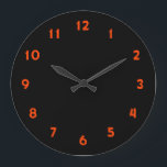 Modern Orange red numbers on black Large Clock<br><div class="desc">Our design is the best choice for you</div>