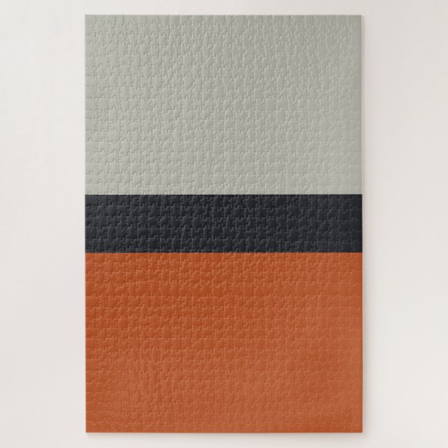 Modern Orange Red Silver Grey Stripe Pattern Jigsaw Puzzle (Vertical)