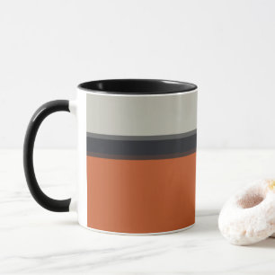 Modern Orange Red Silver Grey Stripe Pattern Mug