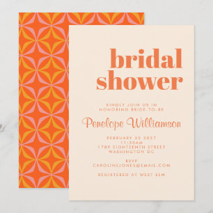Modern Orange Retro Bold Typography Bridal Shower  Invitation