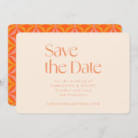 Modern Orange Retro Geometric Simple Wedding