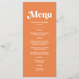 Modern Orange Retro Tropical Wedding Menu