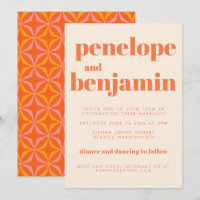 Modern Orange Retro Typography Wedding All In One