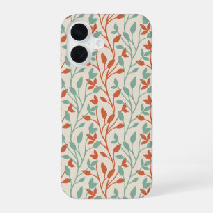 Modern Orange Sage Botanical Vine Design iPhone 16 Case
