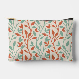 Modern Orange Sage Botanical Vine Pattern Accessory Pouch