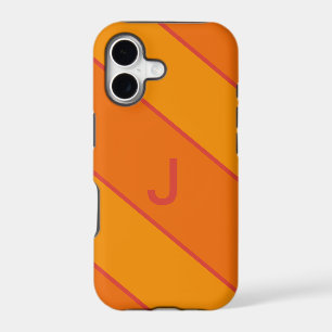 Modern Orange Sports Monogram iPhone Case