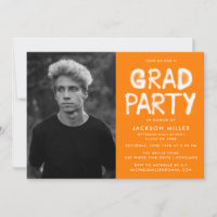Modern Orange Spray Paint Photo Graduation Party