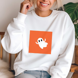 Modern Orange Square Flying Halloween Ghost Sweatshirt