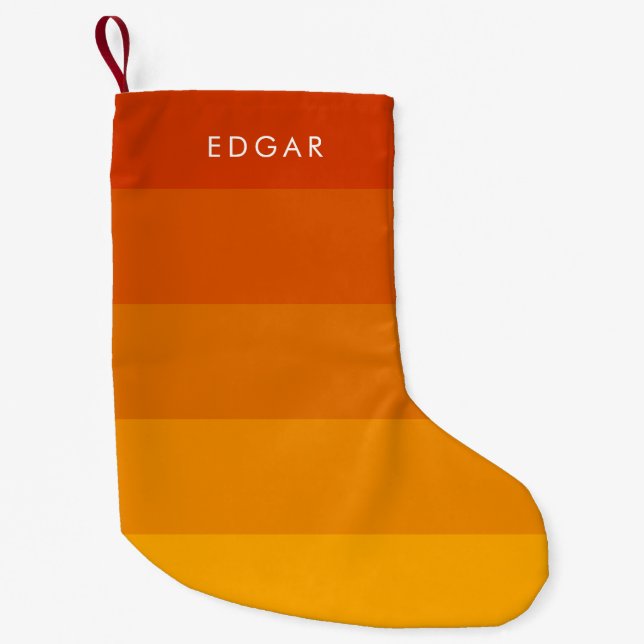 Modern Orange stripes Small Christmas Stocking (Front)