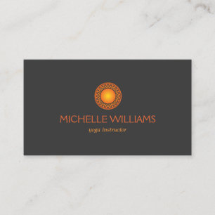 MODERN ORANGE SUN LOGO on DARK GRAY Business Card